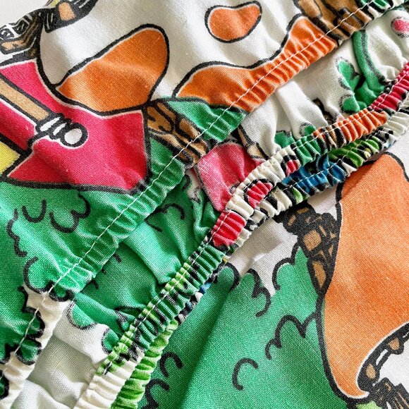 Vintage 1980s Smurf Sheet Set w Fitted Bottom + Flat Top + Pillowcase Peyo Retro - Picture 5 of 14